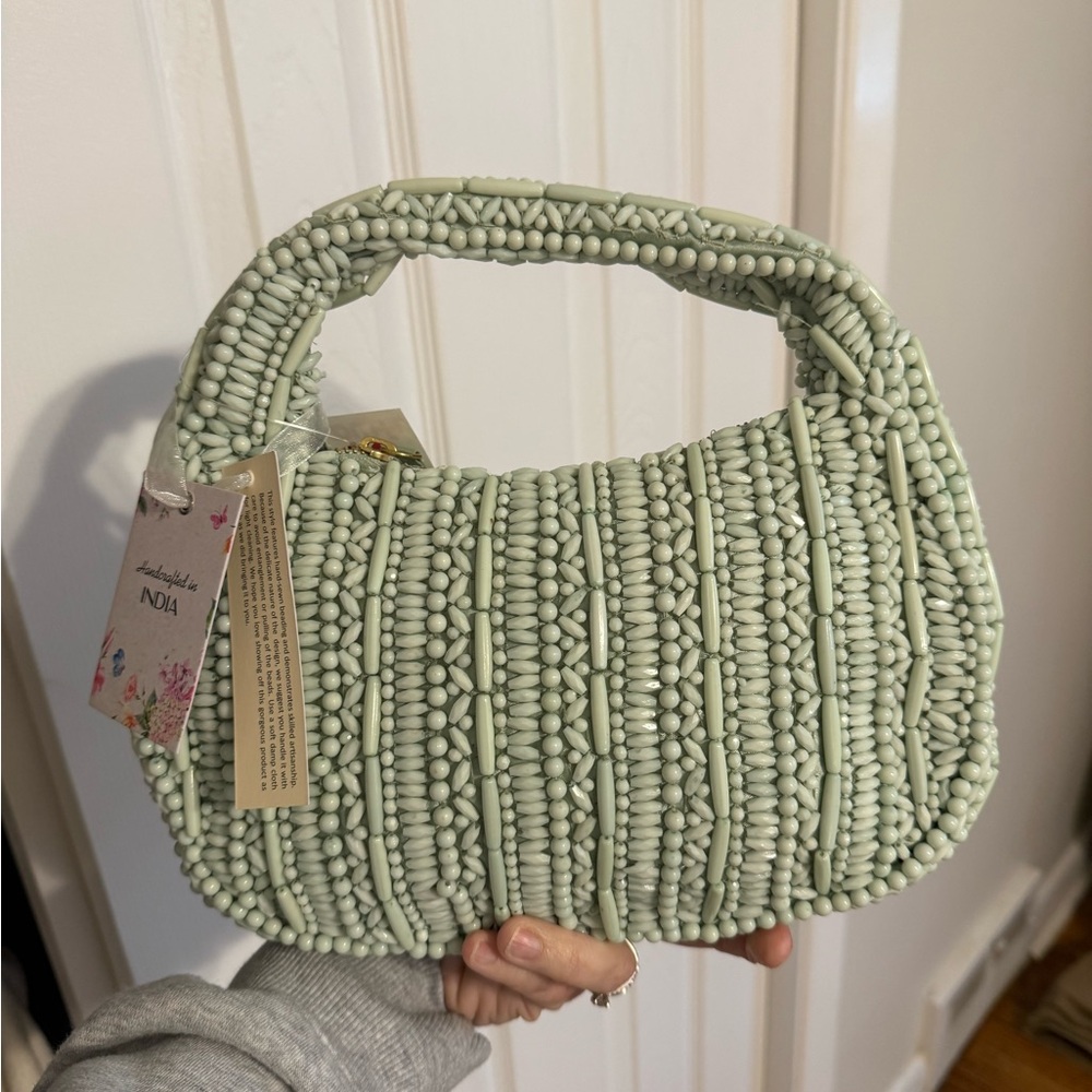 Mint Green Woven Handbag